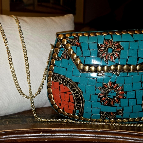 Ramla Jewel Mosaic Turquoise Women's Bag - Picture 5 of 9